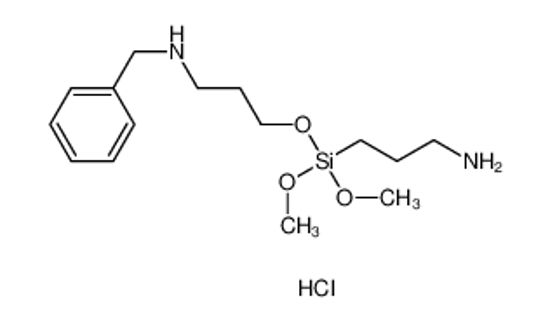 Picture of (2-N-BENZYLAMINOETHYL)-3-AMINOPROPYLTRIMETHOXYSILANE, hydrochloride, 50% in methanol